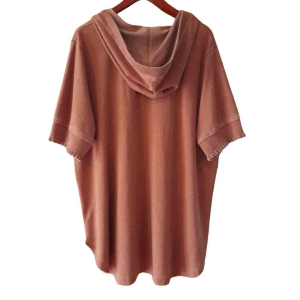 Jane And Delaney Hoodie Size 2X Pink Short Sleeve Kangaroo Pocket Distressed - Picture 4 of 10